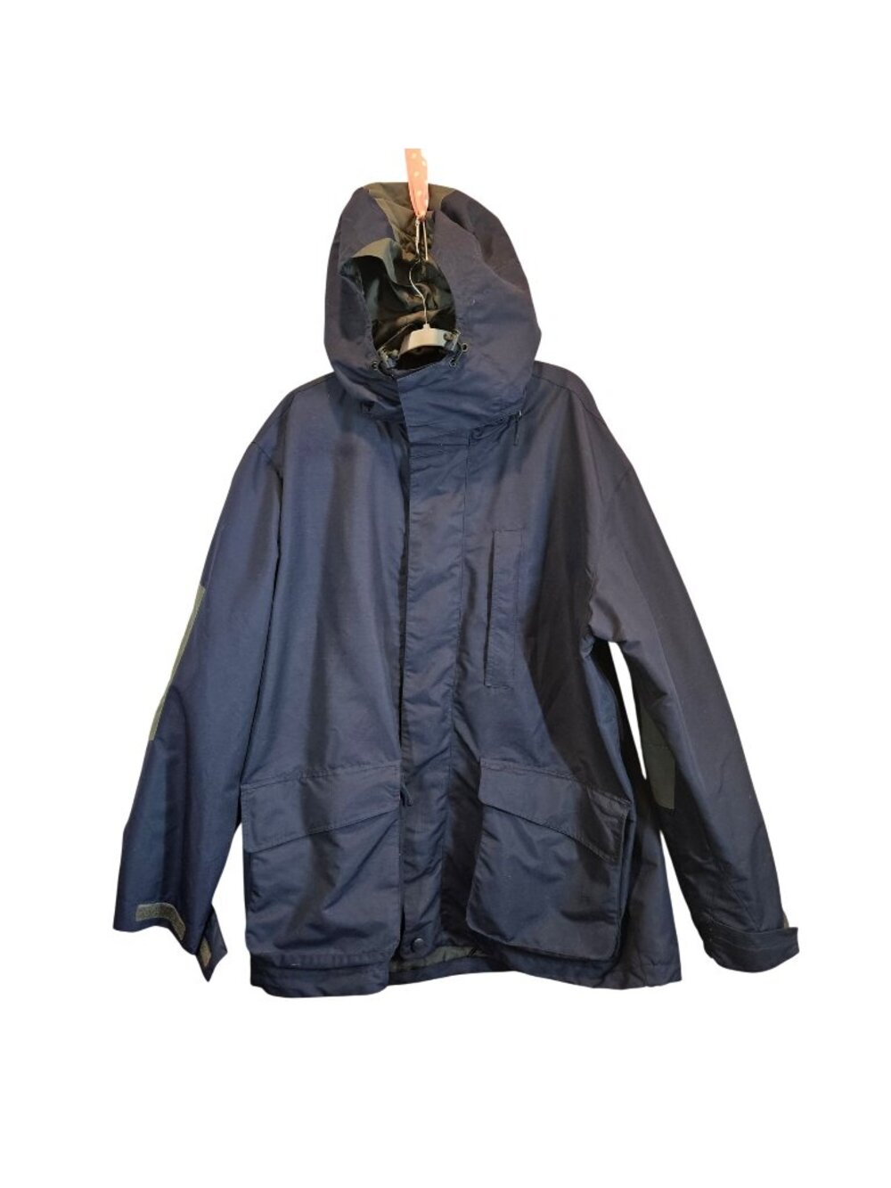 Cherokee Mens Navy Blue removable Hood Waterproof Jacket L Nylon vented outdoor